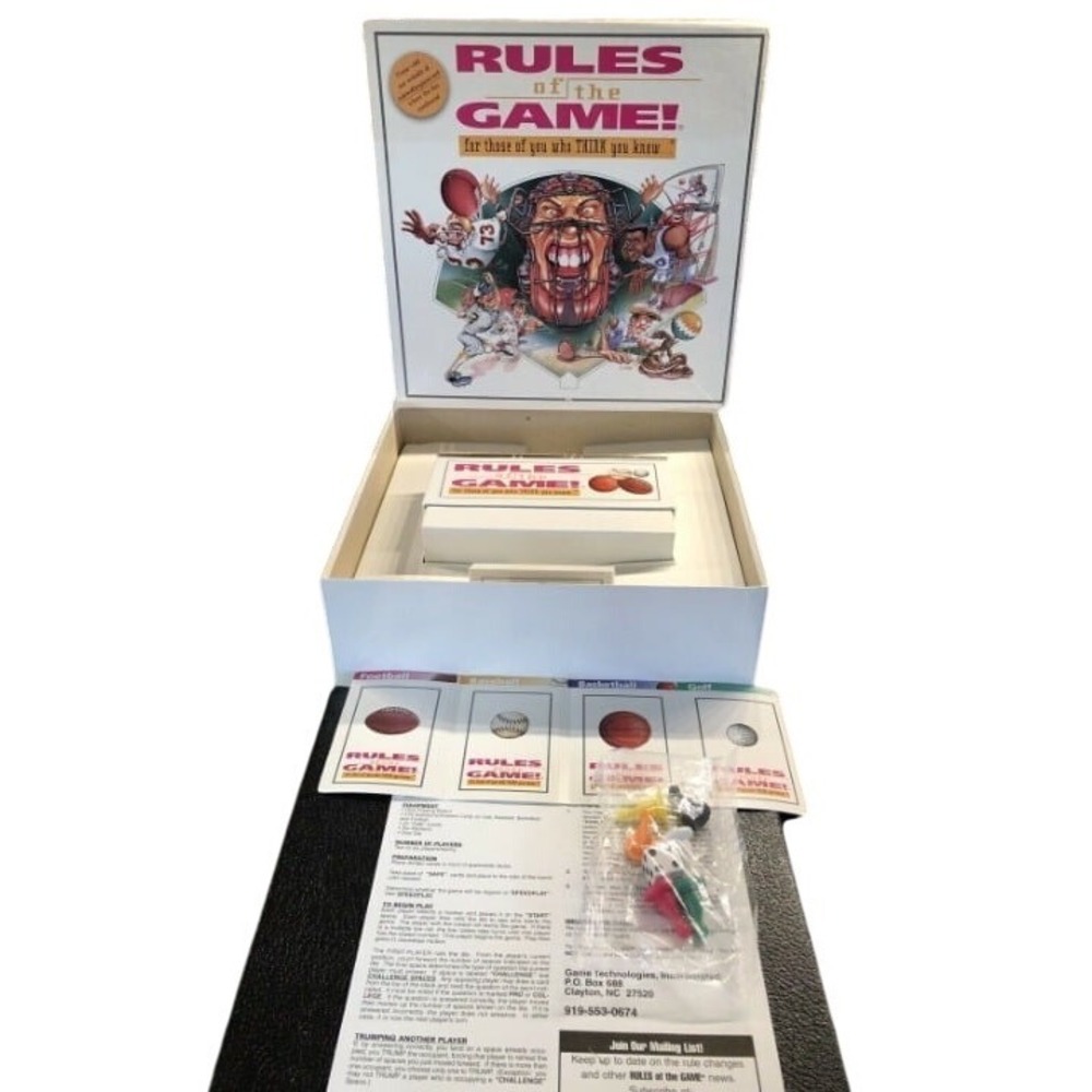 Rules of the Game Board Game Sports Trivia Challenge Family Fun Ages 8+